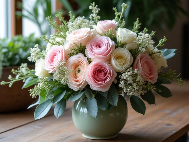 A beautifully crafted bouquet of fresh, seasonal blooms